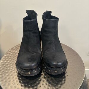 A.S.98 Black Ankle Boots with Studded Sole